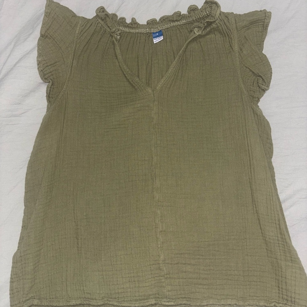 Old Navy Olive Ruffle Sleeve Blouse
